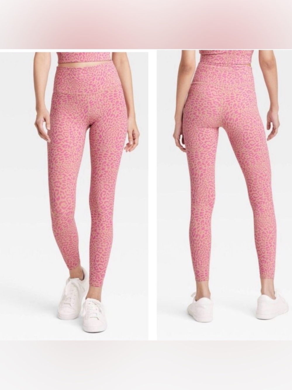 NWOT JoyLab High-Rise 7/8 Pink Leopard Spot Leggings- Size XS